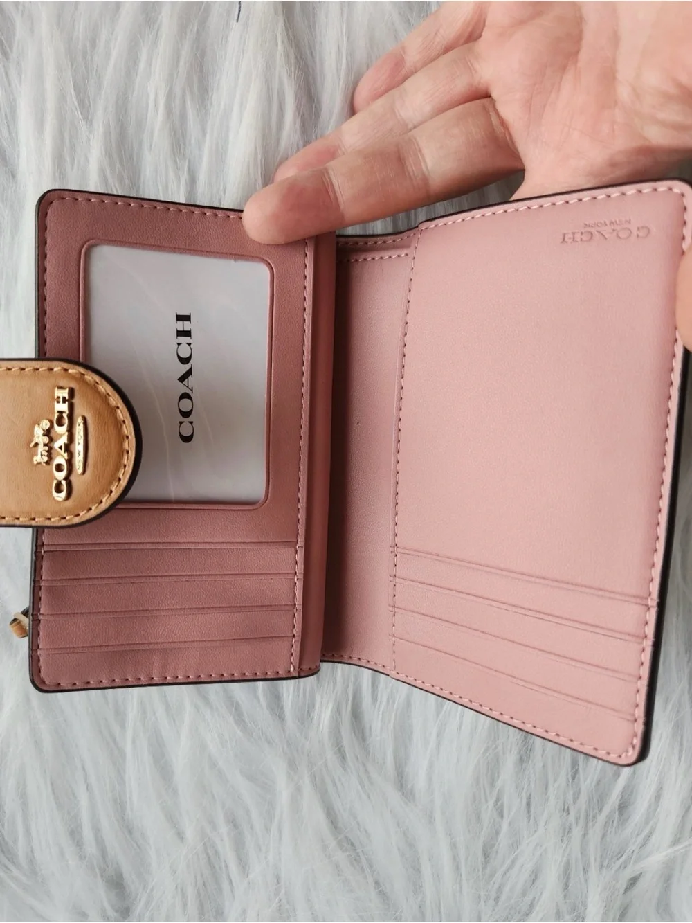 Coach Powder Pink Medium Corner Zip Wallet In Signature Canvas